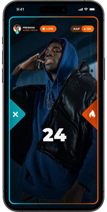 The Dova Proving Ground player, with a live track showing skip and boost controls